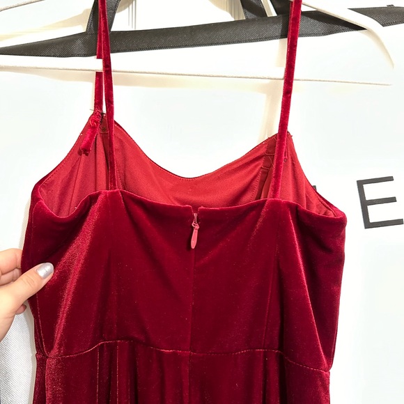 Azazie velvet spaghetti strap dress with slit. Floor length - Picture 6 of 10